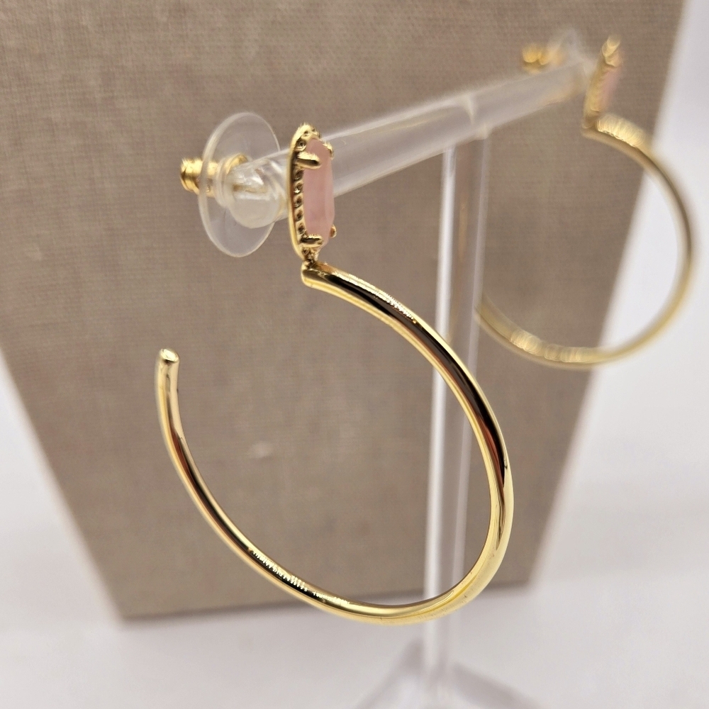 KENDRA SCOTT NWT Necklace & Earring Set Gold w/ Light Pink Stone - Picture 6 of 9